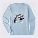 Vintage Close-Up Football Athlete Signature Graphic Long Sleeve T-Shirt