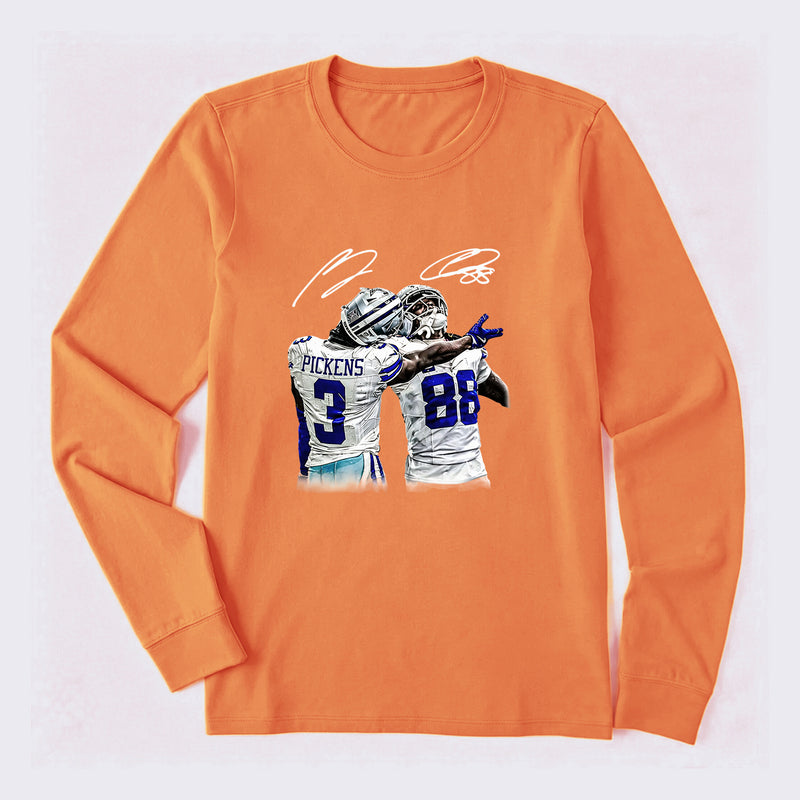 Vintage Close-Up Football Athlete Signature Graphic Long Sleeve T-Shirt