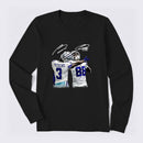 Vintage Close-Up Football Athlete Signature Graphic Long Sleeve T-Shirt