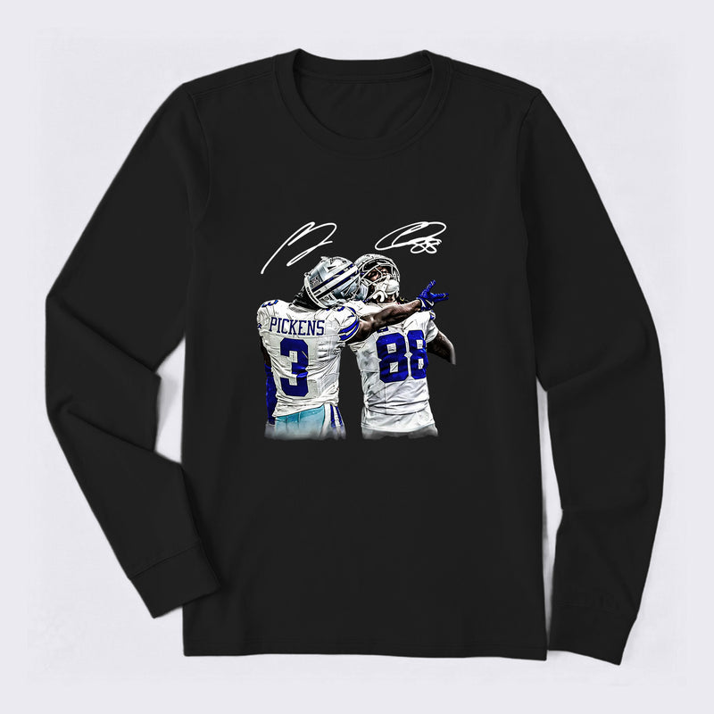 Vintage Close-Up Football Athlete Signature Graphic Long Sleeve T-Shirt