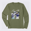 Vintage Close-Up Football Athlete Signature Graphic Long Sleeve T-Shirt