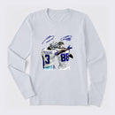 Vintage Close-Up Football Athlete Signature Graphic Long Sleeve T-Shirt