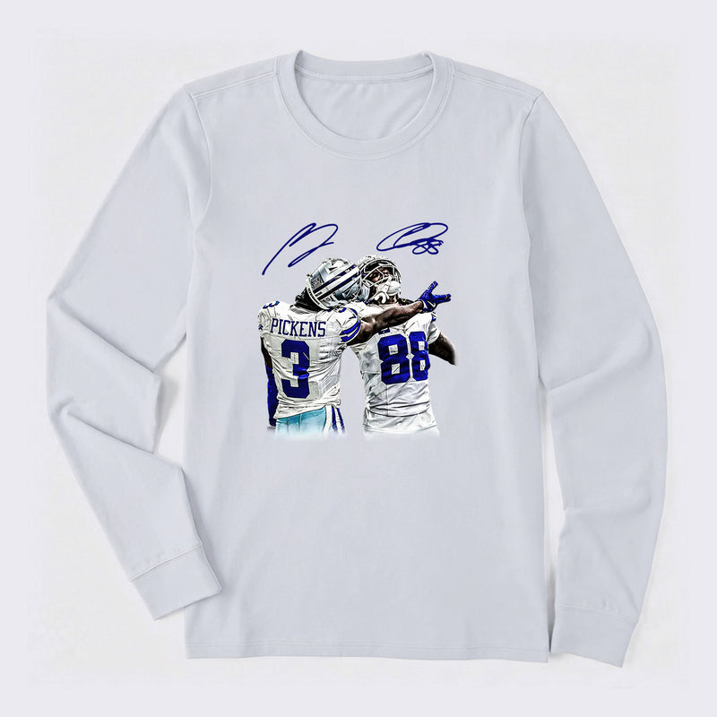 Vintage Close-Up Football Athlete Signature Graphic Long Sleeve T-Shirt