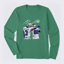 Vintage Close-Up Football Athlete Signature Graphic Long Sleeve T-Shirt