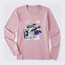 Vintage Close-Up Football Athlete Signature Graphic Long Sleeve T-Shirt