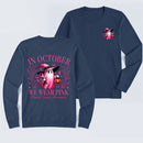 In October We Wear Pink Ghost Halloween Breast Cancer Awareness Long Sleeve T-Shirt