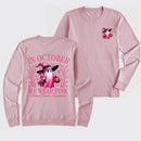 In October We Wear Pink Ghost Halloween Breast Cancer Awareness Long Sleeve T-Shirt