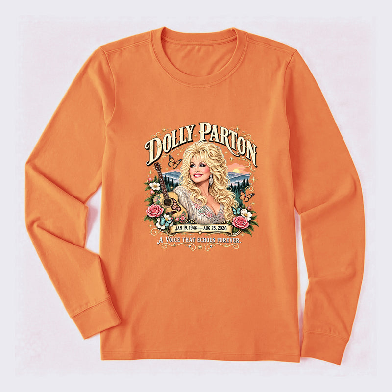 Country Music Tribute Dolly Parton Style Memorial Long Sleeve T-Shirt