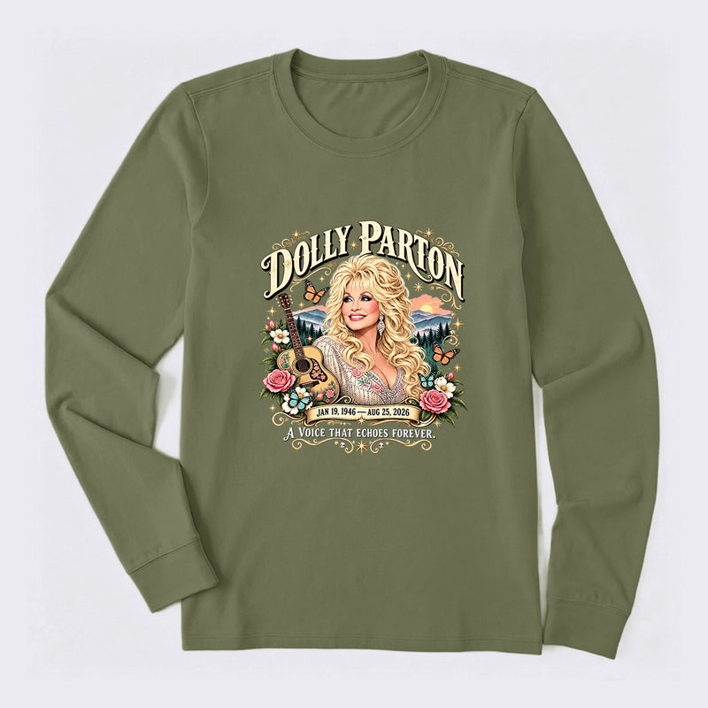 Country Music Tribute Dolly Parton Style Memorial Long Sleeve T-Shirt
