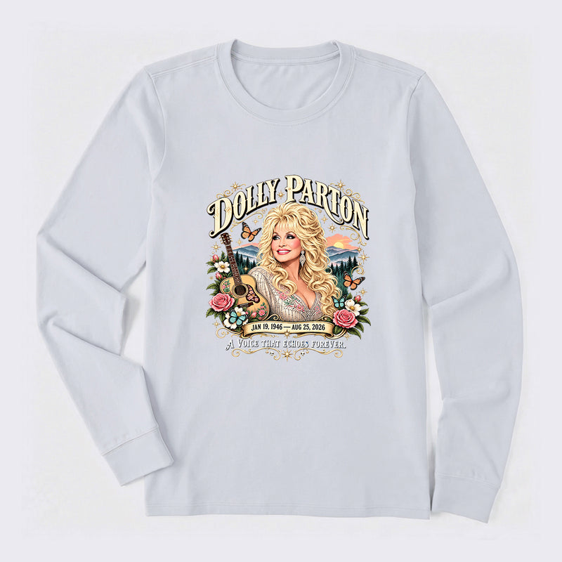 Country Music Tribute Dolly Parton Style Memorial Long Sleeve T-Shirt