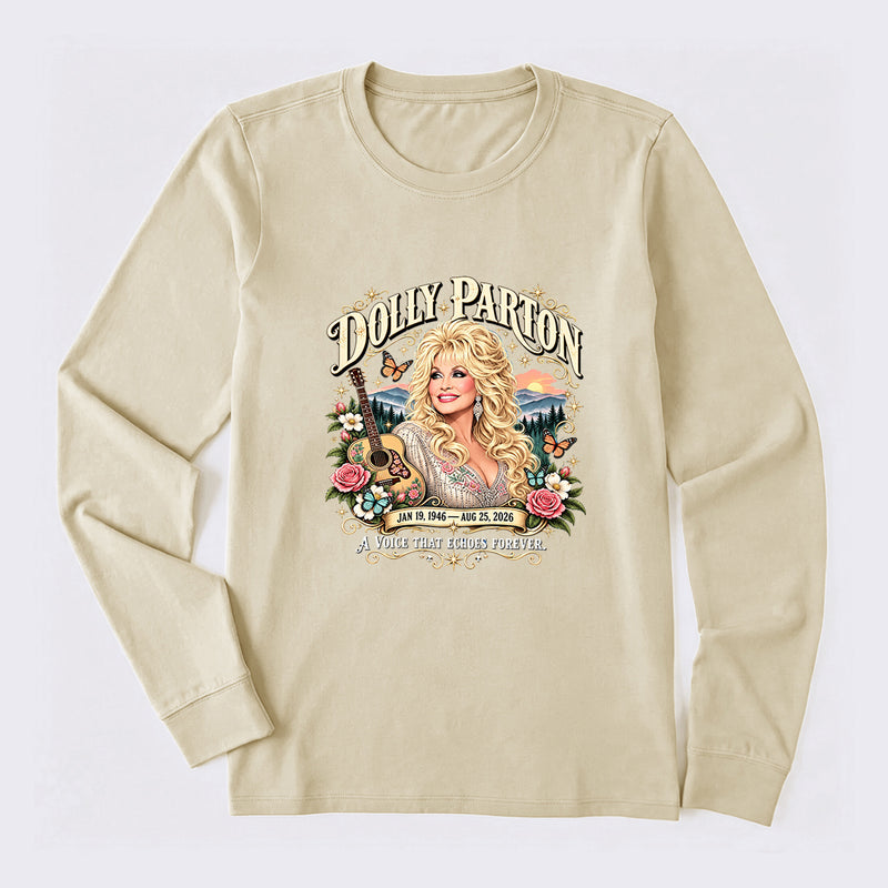 Country Music Tribute Dolly Parton Style Memorial Long Sleeve T-Shirt