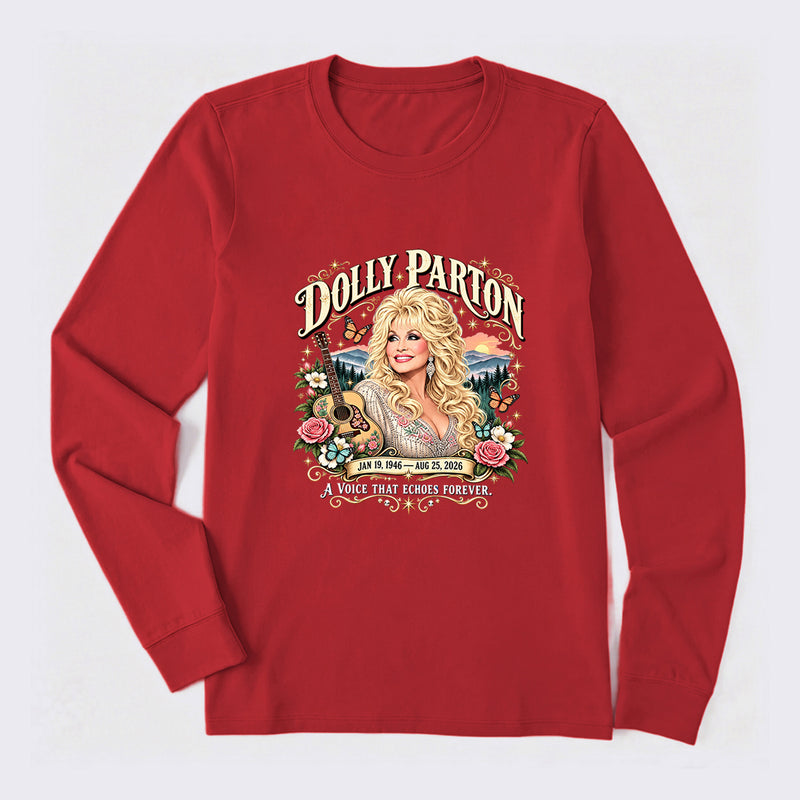 Country Music Tribute Dolly Parton Style Memorial Long Sleeve T-Shirt