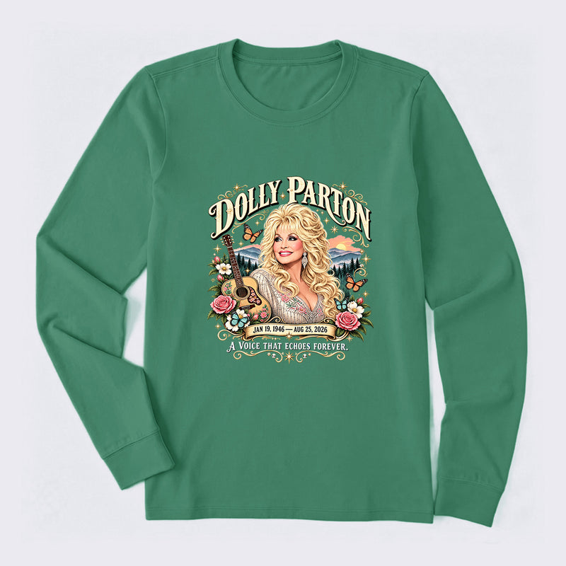 Country Music Tribute Dolly Parton Style Memorial Long Sleeve T-Shirt