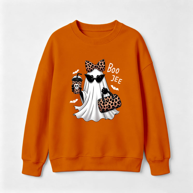 Boo-Jee Leopard Ghost Funny Fall Halloween Sweatshirt