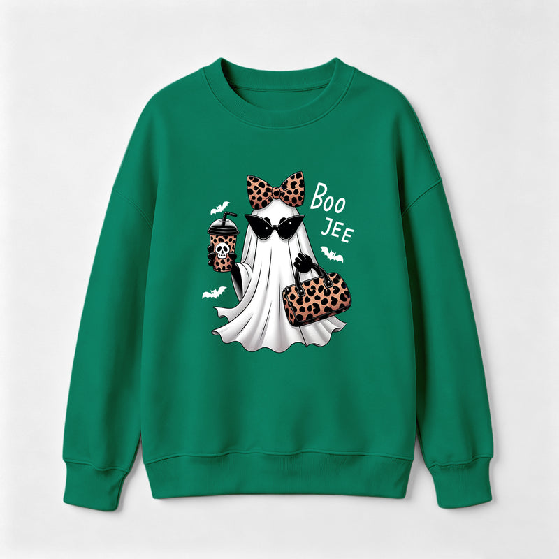 Boo-Jee Leopard Ghost Funny Fall Halloween Sweatshirt