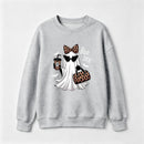 Boo-Jee Leopard Ghost Funny Fall Halloween Sweatshirt