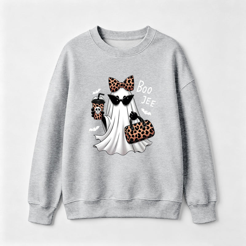 Boo-Jee Leopard Ghost Funny Fall Halloween Sweatshirt