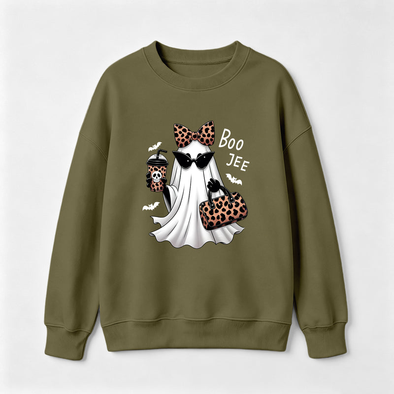 Boo-Jee Leopard Ghost Funny Fall Halloween Sweatshirt