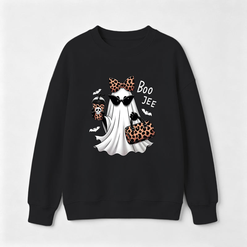 Boo-Jee Leopard Ghost Funny Fall Halloween Sweatshirt