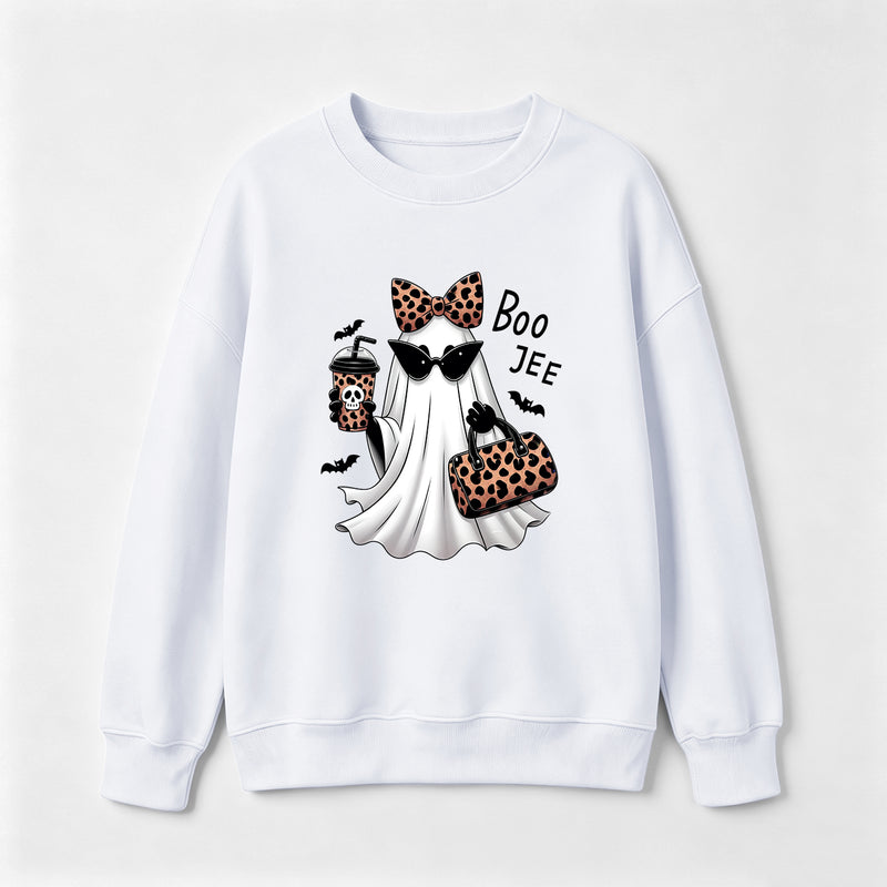 Boo-Jee Leopard Ghost Funny Fall Halloween Sweatshirt