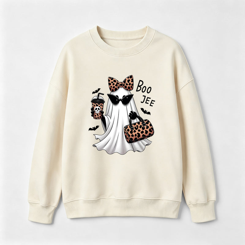 Boo-Jee Leopard Ghost Funny Fall Halloween Sweatshirt