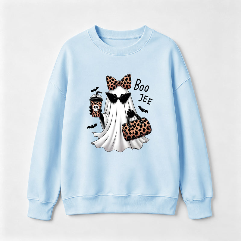 Boo-Jee Leopard Ghost Funny Fall Halloween Sweatshirt
