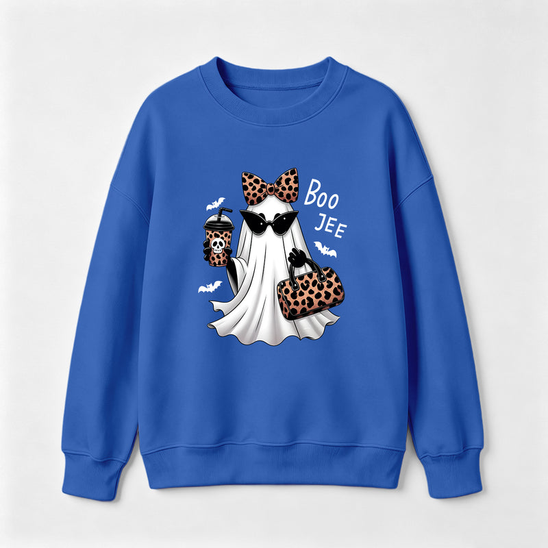 Boo-Jee Leopard Ghost Funny Fall Halloween Sweatshirt