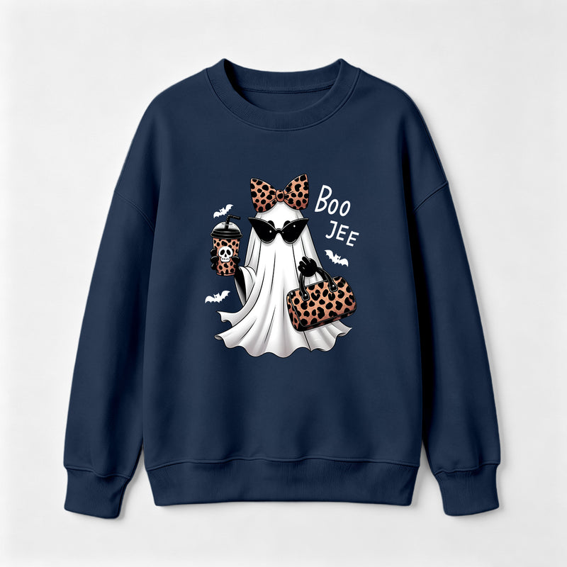 Boo-Jee Leopard Ghost Funny Fall Halloween Sweatshirt