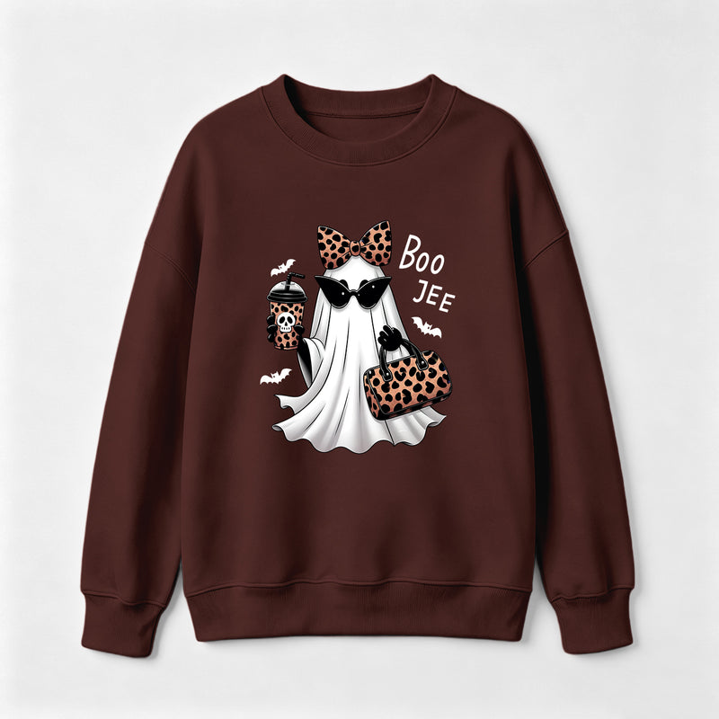 Boo-Jee Leopard Ghost Funny Fall Halloween Sweatshirt