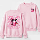 In October We Wear Pink Ghost Halloween Breast Cancer Awareness Sweatshirt