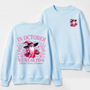 In October We Wear Pink Ghost Halloween Breast Cancer Awareness Sweatshirt