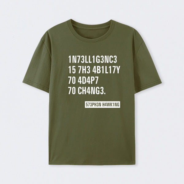Army Green Intelligence - Stephen Hawking Science T-Shirt