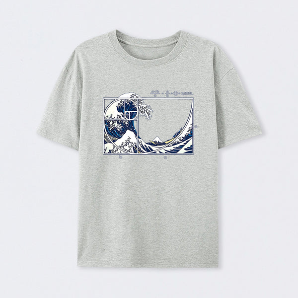 Grey The Great Fibonacci Wave Science T-Shirt