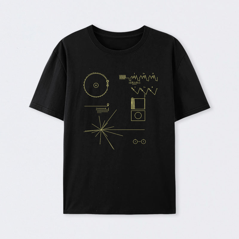 Black The Voyager Golden Record T-Shirt