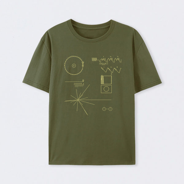 Army Green The Voyager Golden Record T-Shirt