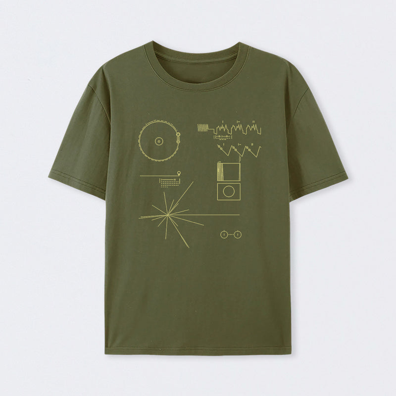 Army Green The Voyager Golden Record T-Shirt