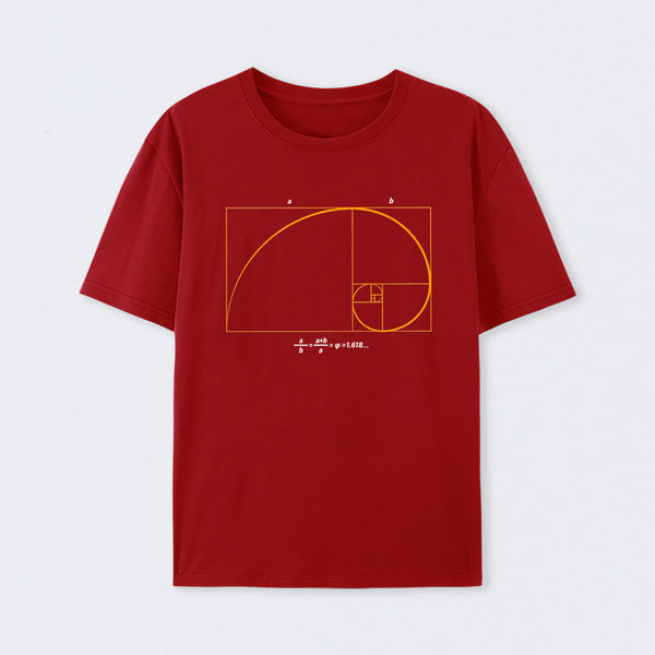 Red Fibonacci Math Art Science Engineer T-Shirt