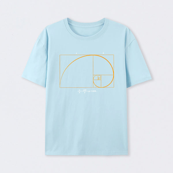 Light Blue Fibonacci Math Art Science Engineer T-Shirt