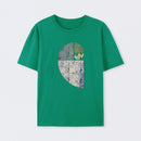 Green Distressed Fibonacci Spiral Graphic T-Shirt