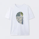 White Distressed Fibonacci Spiral Graphic T-Shirt