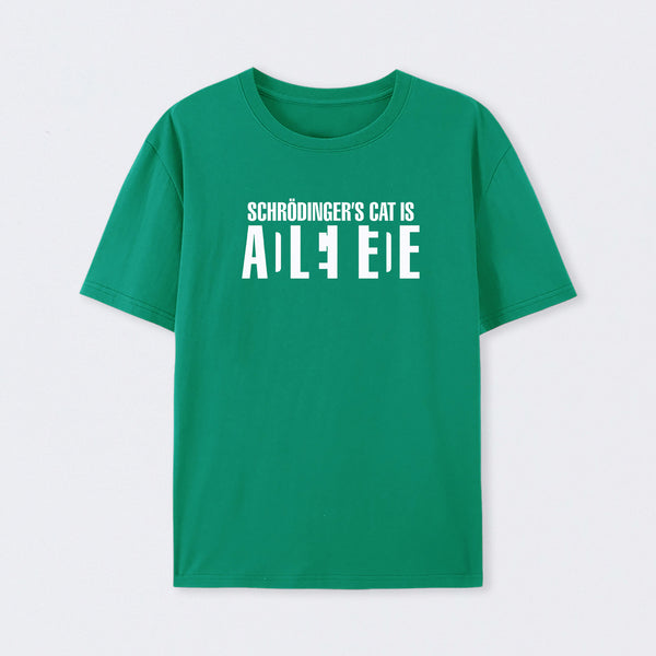Green SchrÖdinger's Cat ADLEIAVDE Science T-Shirt