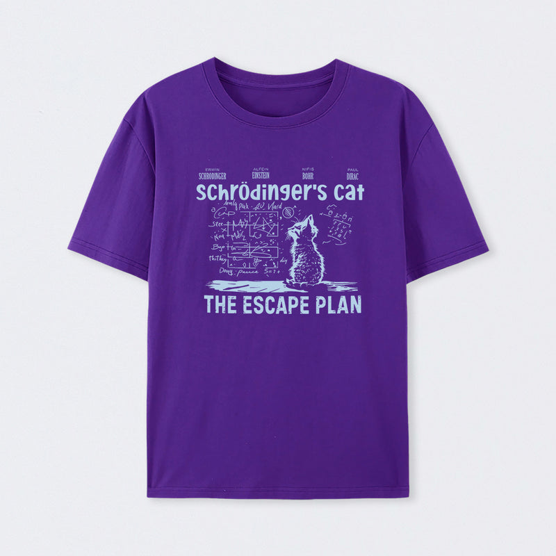 Purple SchrÖdinger's Cat Escape Plan Interesting Physics Science T-Shirt