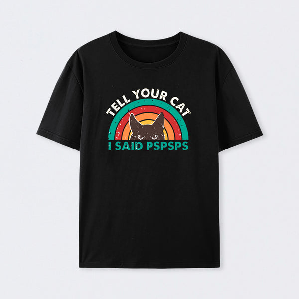 Tell Your Cat Top Retro Cat Rainbow T-Shirt