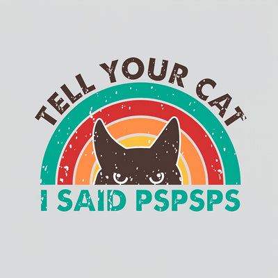Tell Your Cat Top Retro Cat Rainbow T-Shirt