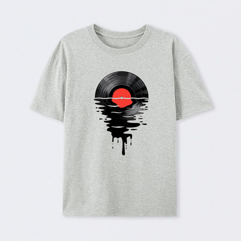 Vinyl LP Music Record Sunset Red T-Shirt