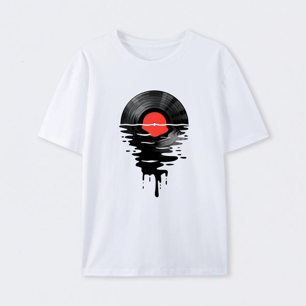 Vinyl LP Music Record Sunset Red T-Shirt