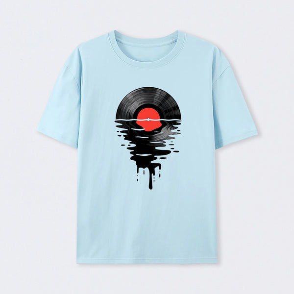 Vinyl LP Music Record Sunset Red T-Shirt