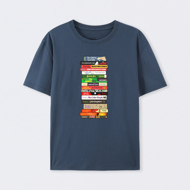 Classic Banned Books Stack Cotton T-Shirt