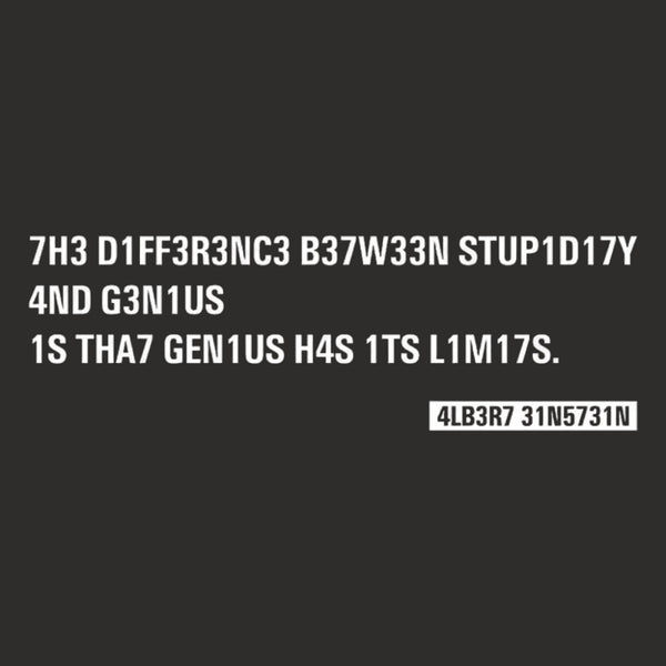 Einstein Quotes Code 7H3 DIFF3R3NC3 B37W33N STUP1D17Y T-Shirt