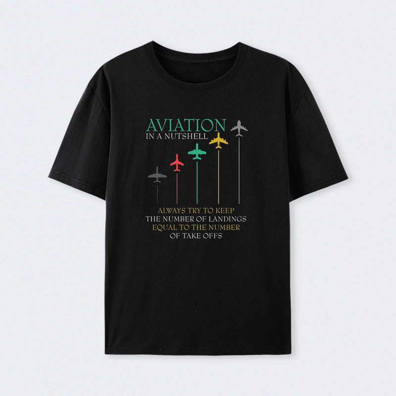 Funny Pilot Aviation In A Nutshell T-Shirt